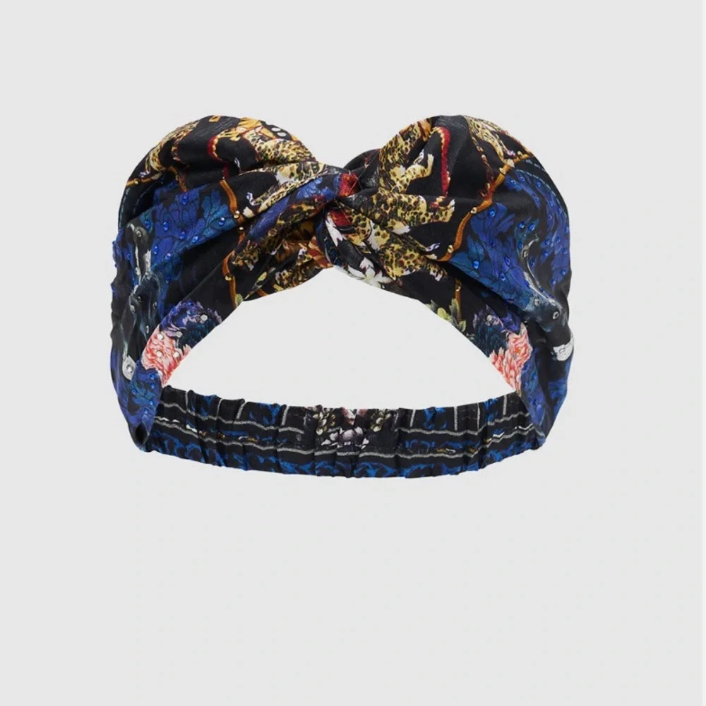 CAMILLA *Hollywood Heist* black blue floral silk woven twist boho headband